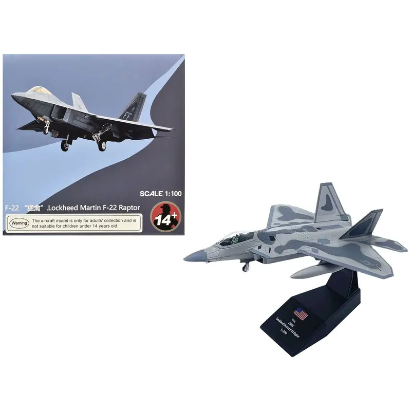 Lockheed Martin F-22A Raptor Stealth Aircraft "27Th Figher Squadron 1St Operations Group Langley Afb" (2005) United States Air Force 1/100 Diecast Model Airplane 1