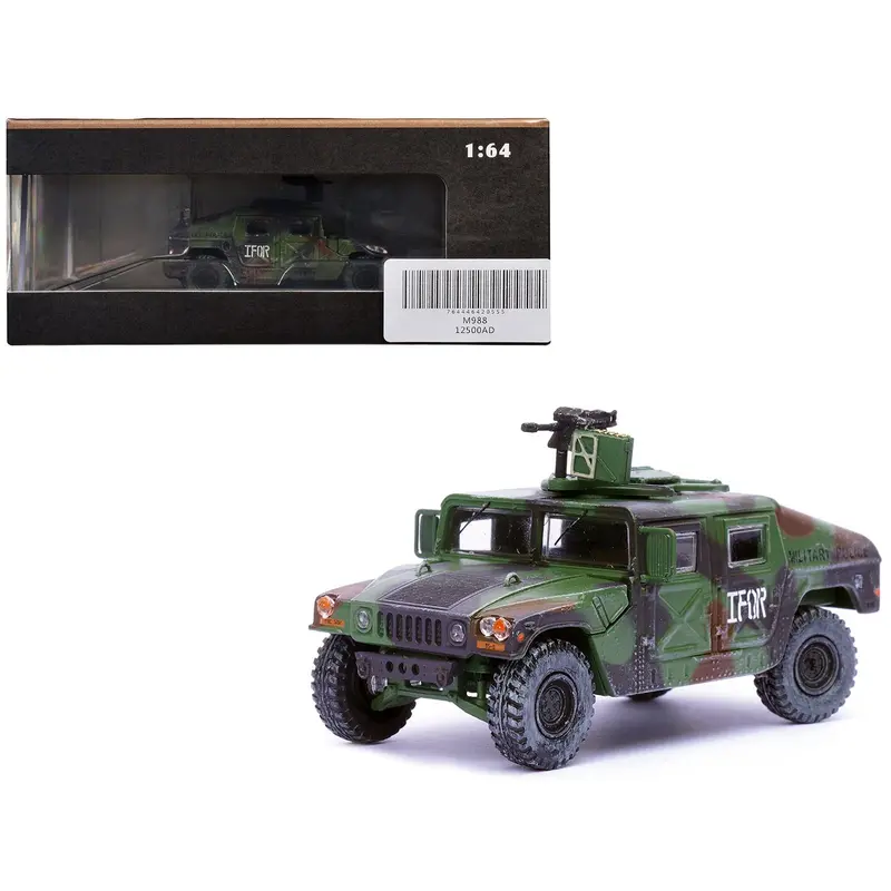 M988 Modern 4×4 Utility Vehicle With Grenade Launcher Camouflage "Military Police 65Th Company 519Th Mp Battalion Ifor Hq Arrc Forward Brcko Bosnia And Herzegovina" (1996) "Military Miniature" Series 1/64 Diecast Model By Panzerkampf 1