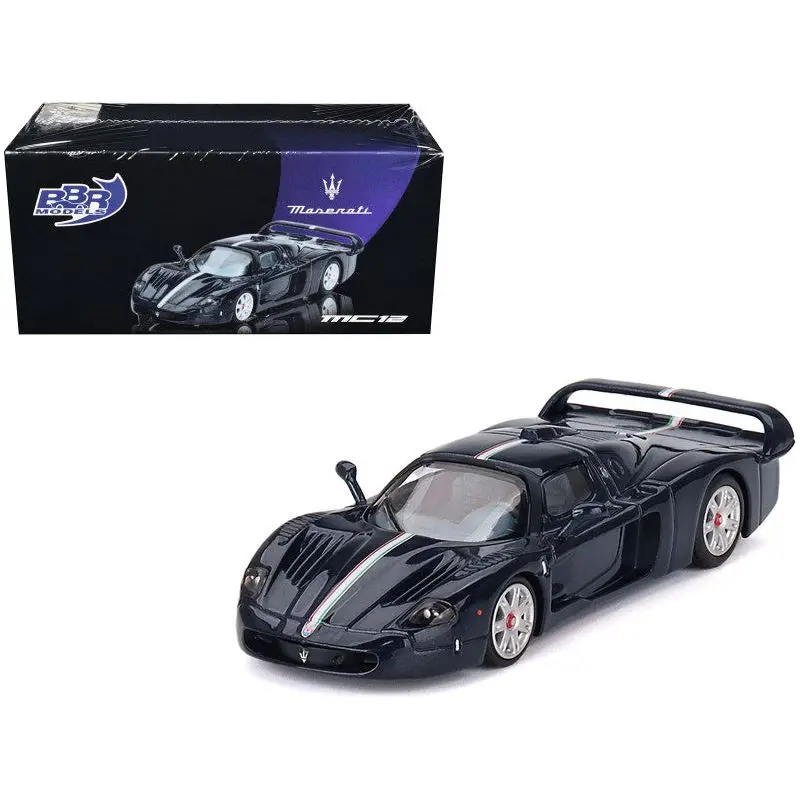 Maserati Mc12 Stradale Blue Metallic With White Stripe 1/64 Diecast Model Car By Bbr 1