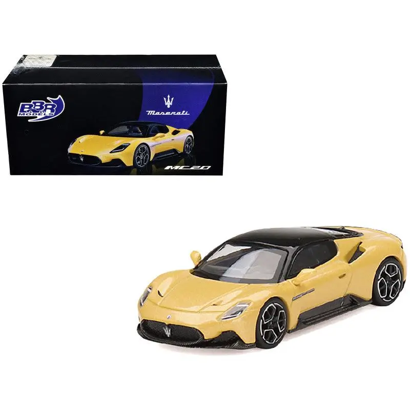 Maserati Mc20 Giallo Genio Yellow With Black Top 1/64 Diecast Model Car By Bbr 1