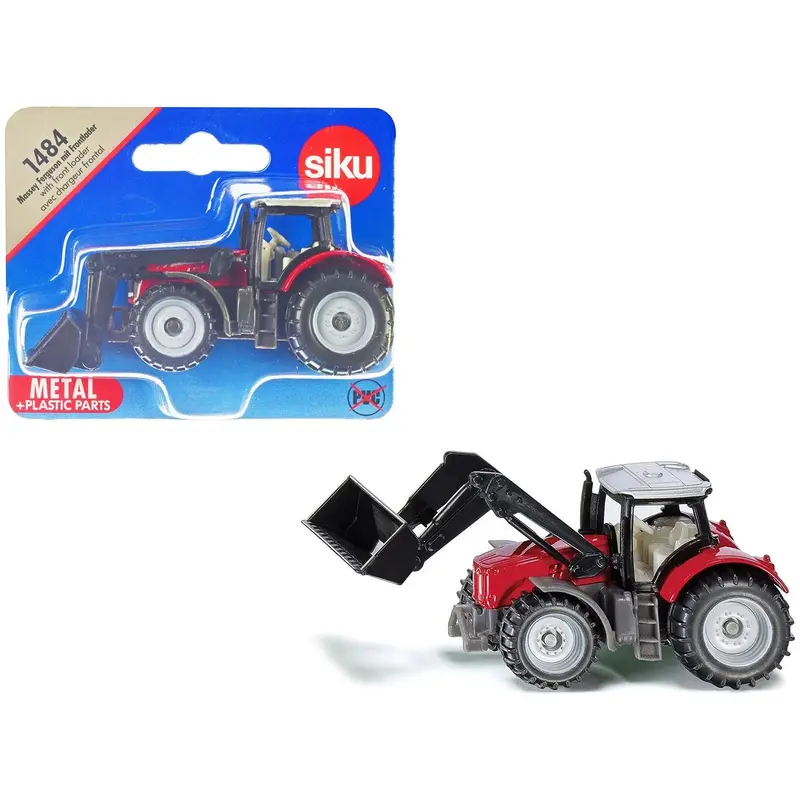 Massey Ferguson Tractor With Front Loader Red With Silver Top Diecast Model By Siku 1