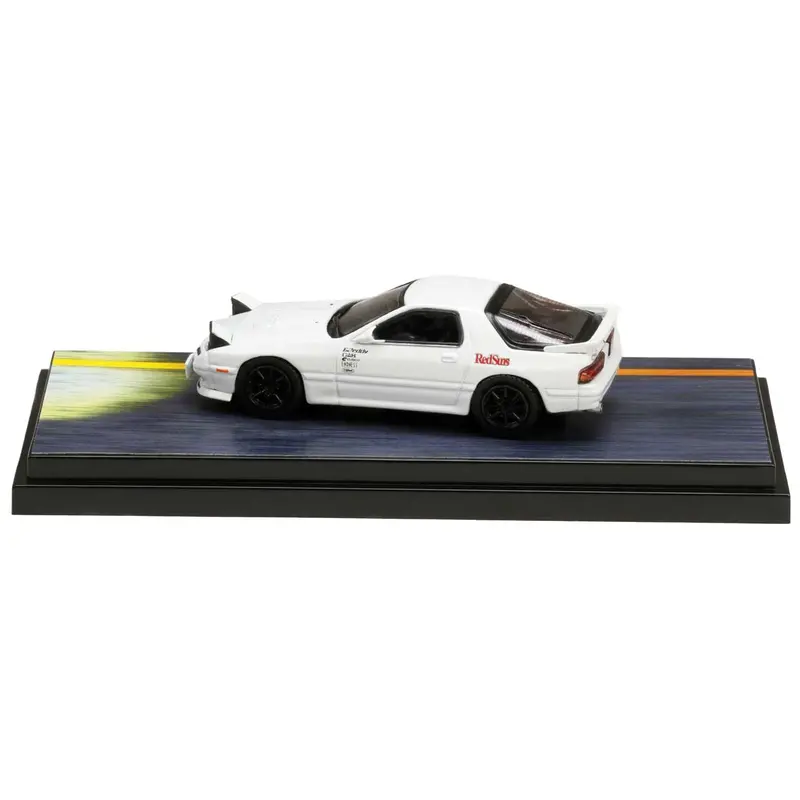 Mazda Rx-7 (Fc3s) Rhd (Right Hand Drive) White "Redsuns" With Ryosuke Takahashi Driver Figure "Initial D" (1995-2013) Manga 1/64 Diecast Model Car By Hobby Japan 1
