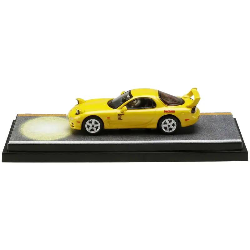 Mazda Rx-7 (Fd3s) Rhd (Right Hand Drive) Yellow "Redsuns" With Keisuke Takahashi Driver Figure (Version 2) "Initial D" (1995-2013) Manga 1/64 Diecast Model Car By Hobby Japan 1