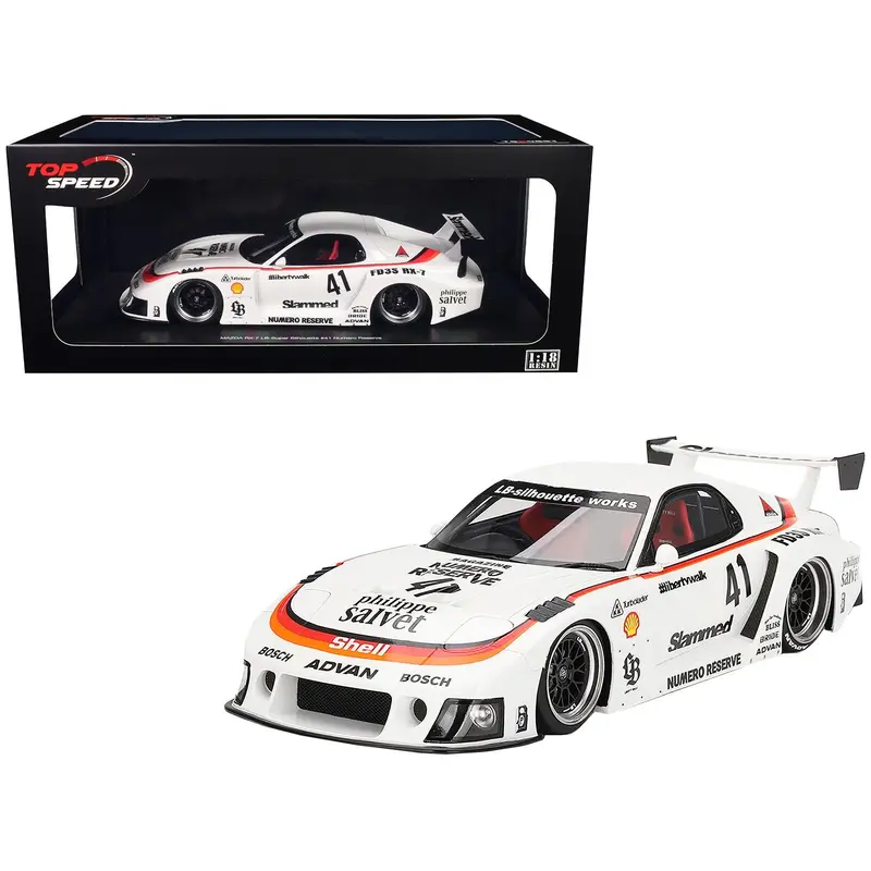 Mazda Rx-7 Lb-Super Silhouette #41 "Numero Reserve" White 1/18 Model Car By Top Speed 1