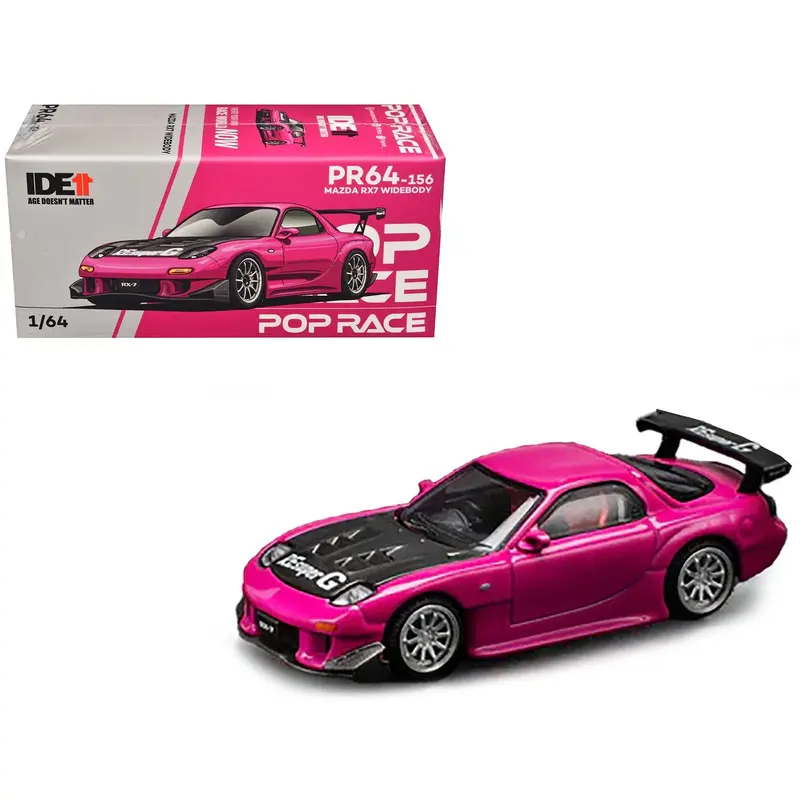 Mazda Rx-7 Widebody Rhd (Right Hand Drive) Pink With Carbon Hood "Indonesia Diecast Expo 2024 Exclusive" 1/64 Diecast Model Car By Pop Race 1