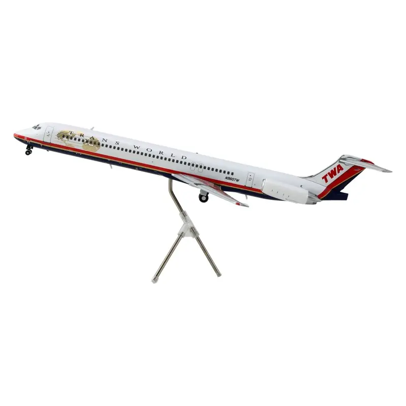 Mcdonnell Douglas Md-82 Commercial Aircraft "Trans World Airlines" (N960tw) White With Red Stripes "Gemini 200" Series 1/200 Diecast Model Airplane By Geminijets 1