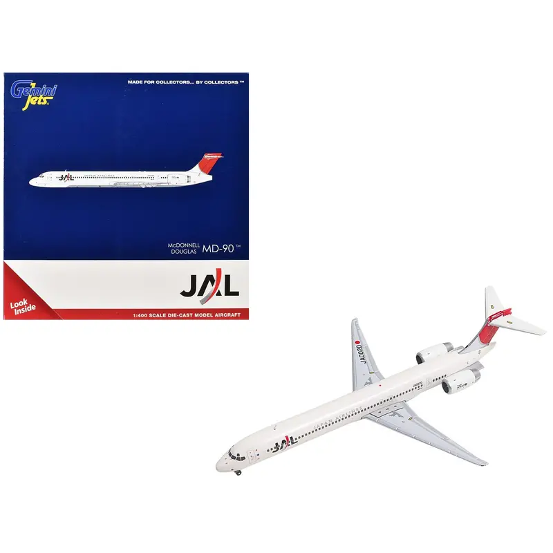 Mcdonnell Douglas Md-90 Commercial Aircraft "Japan Airines" (Ja002d) White With Red Tail 1/400 Diecast Model Airplane By Geminijets 1
