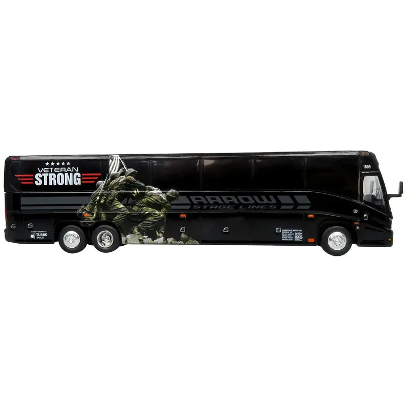 Mci J4500 Coach Bus "Arrow Stage Lines - Veteran Strong" Black "The Bus & Motorcoach Collection" Limited Edition To 504 Pieces Worldwide 1/87 (Ho) Diecast Model By Iconic Replicas 1