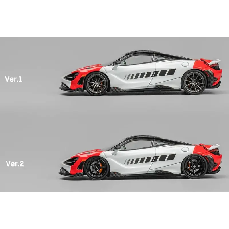 Mclaren 765Lt White And Red With Black Top And Extra Wheels 1/64 Diecast Model Car By Cm Models 1