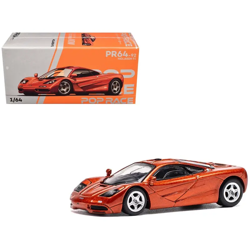 Mclaren F1 Orange Metallic 1/64 Diecast Model Car By Pop Race 1