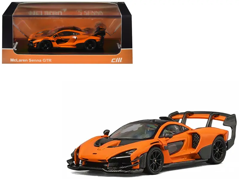Mclaren Senna Gtr Orange Metallic With Carbon Hood And Black Top 1/64 Diecast Model Car By Cm Model 1