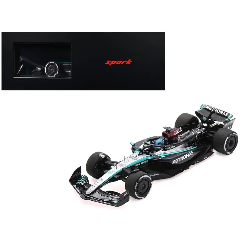Mercedes-Amg F1 W15 E Performance #63 George Russell "Petronas" Formula One F1 "Bahrain Gp" (2024) With Acrylic Display Case 1/18 Model Car By Spark 1