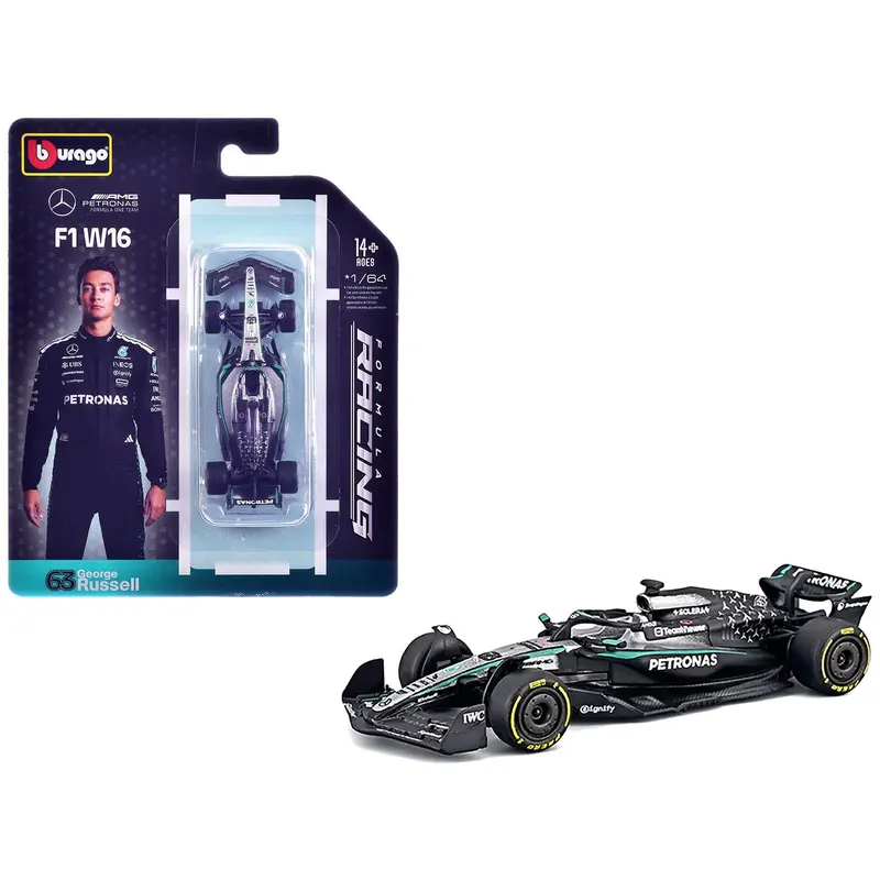 Mercedes Amg F1 W16 E Performance #63 George Russell Formula One F1 World Championship (2025) "Formula Racing" Series 1/64 Diecast Model Car By Bburago 1