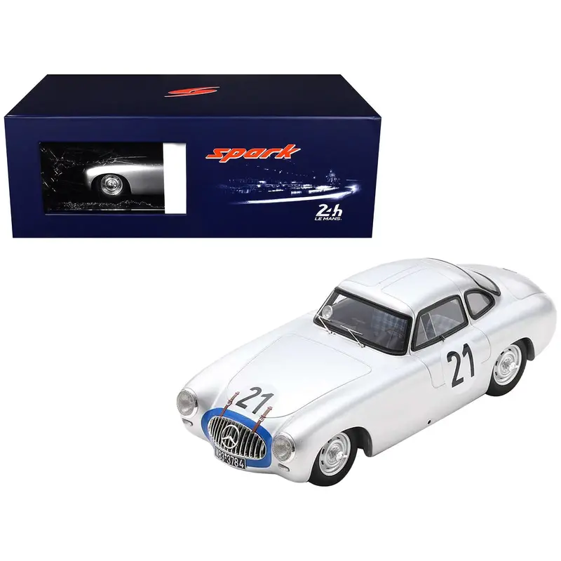 Mercedes-Benz 300 Sl #21 Hermann Lang - Fritz Riess "Daimler-Benz A.G." Winner "24 Hours Of Le Mans" (1952) With Acrylic Display Case 1/18 Model Car By Spark 1