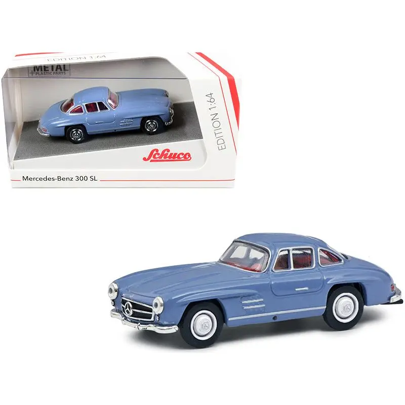 Mercedes Benz 300 Sl Blue With Red Interior 1/64 Diecast Model Car By Schuco 1