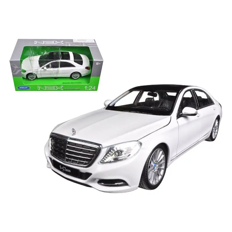Mercedes Benz S Class With Sunroof White "Nex Models" 1/24 Diecast Model Car By Welly 1