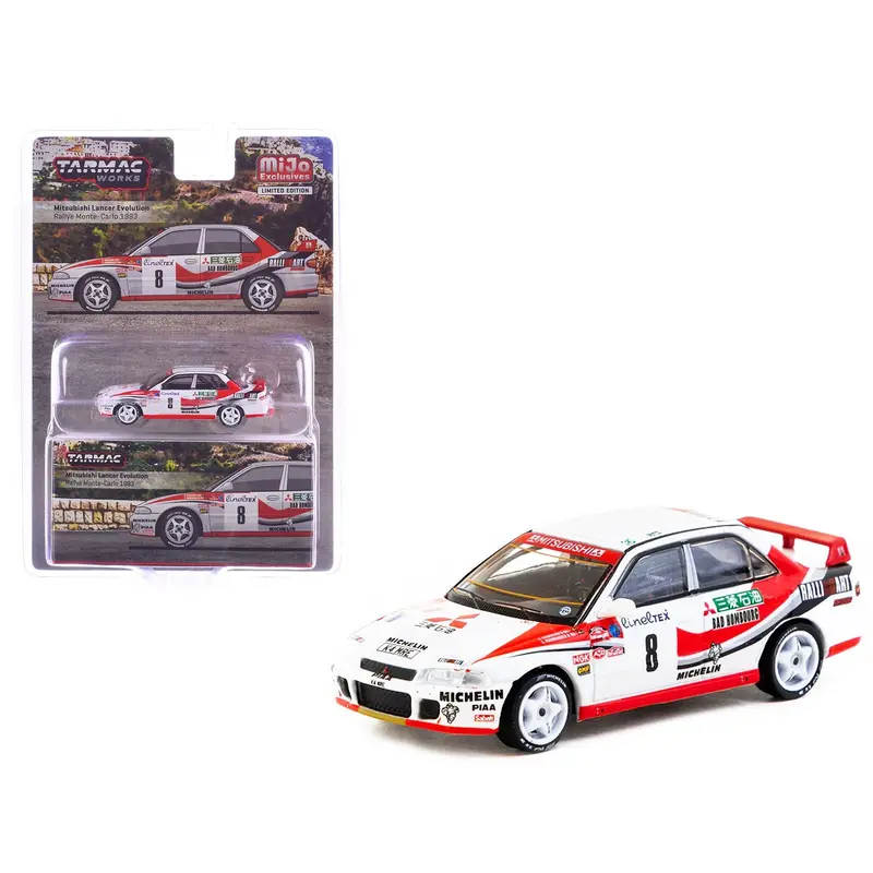 Mitsubishi Lancer Evolution Rhd (Right Hand Drive) #8 Kenneth Eriksson - Staffan Parmander "Rallye Monte-Carlo" (1993) "Global64" Series 1/64 Diecast Model By Tarmac Works 1