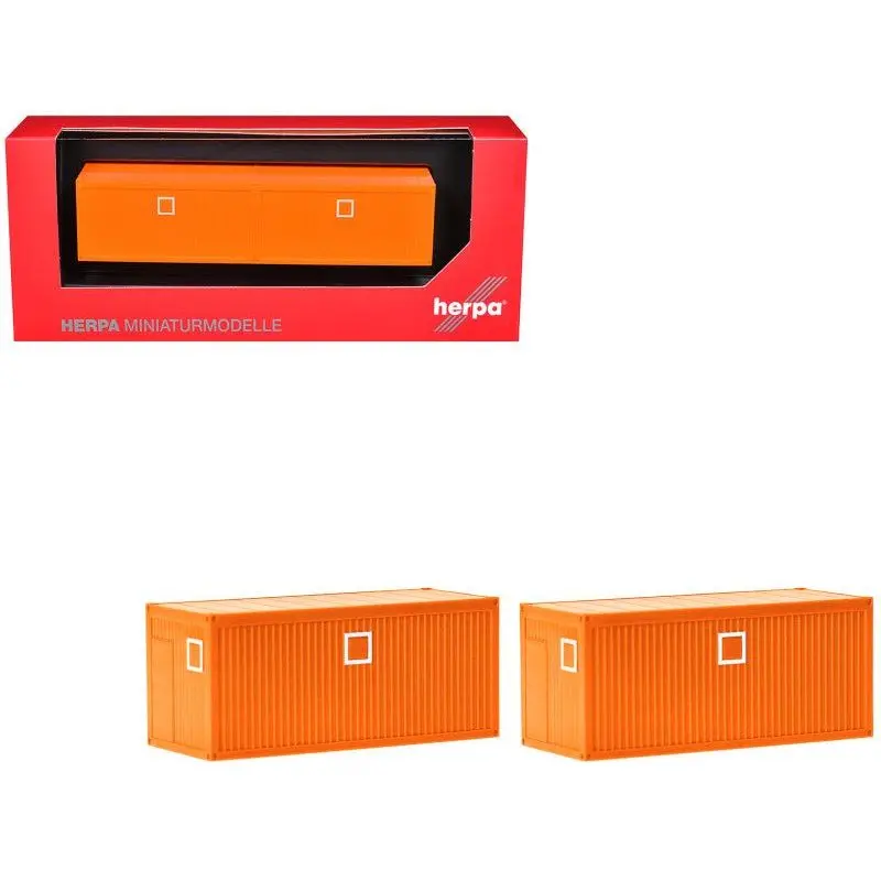 Mobile Offices Orange Set Of 2 Pieces 1/87 (Ho) Plastic Model By Herpa 1