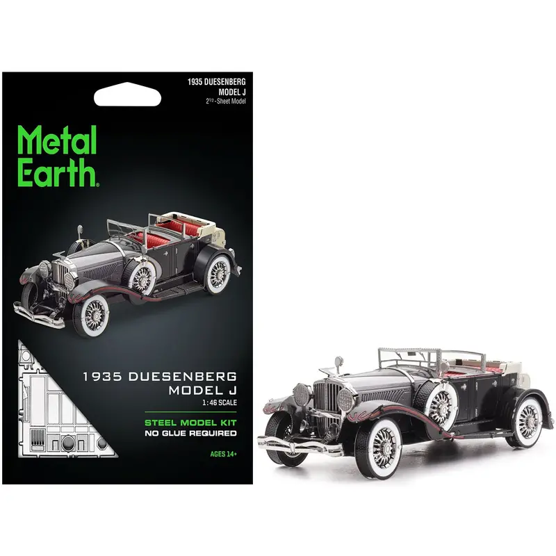 Model Kit 1935 Duesenberg Model J Black (Moderate Difficulty) Steel Model By Metal Earth 1
