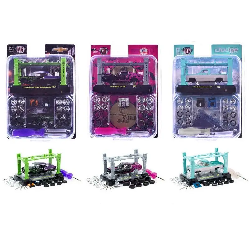 Model Kit 3 Piece Car Set Release 77 Limited Edition To 9600 Pieces Worldwide 1/64 Diecast Model Cars By M2 Machines 1