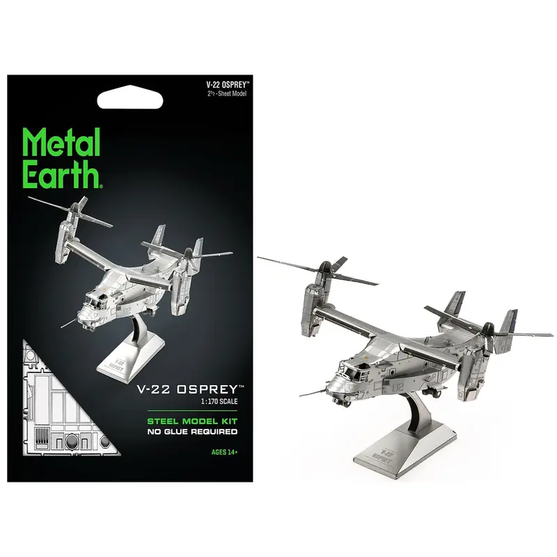 Model Kit Bell Boeing V-22 Osprey Aircraft "United States Military" (Challenging Difficulty) Steel Model By Metal Earth 1