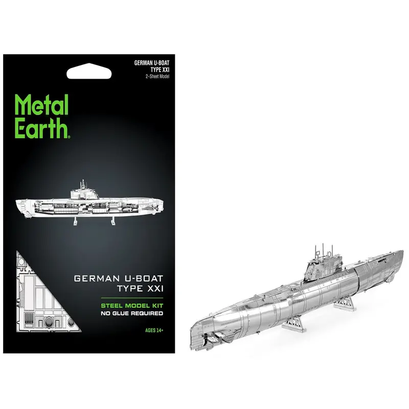 Model Kit German U-Boat Type Xxi Submarine (Challenging Difficulty) Steel Model By Metal Earth 1