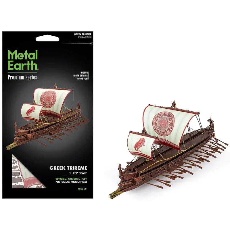Model Kit Greek Trireme Warship (Expert Difficulty) Steel Model By Metal Earth 1