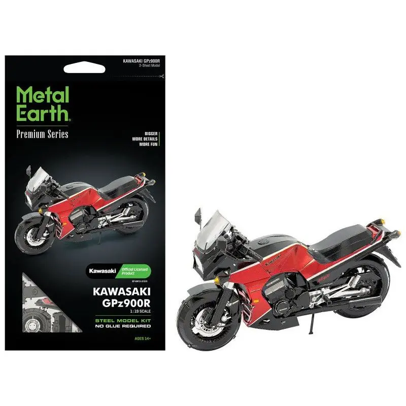 Model Kit Kawasaki Gpz900r Motorcycle Red And Black (Challenging Difficulty) Steel Model By Metal Earth 1