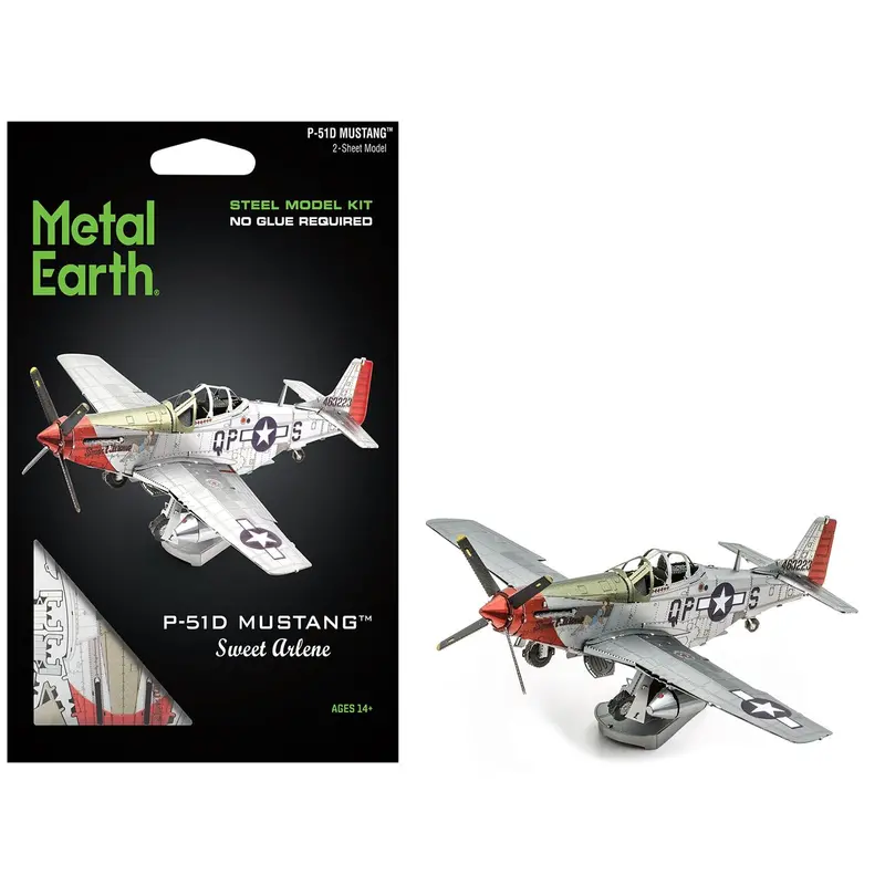 Model Kit North American P-51D Mustang Fighter Aircraft "Sweet Arlene" United States Army Air Forces (Challenging Difficulty) Steel Model By Metal Earth 1