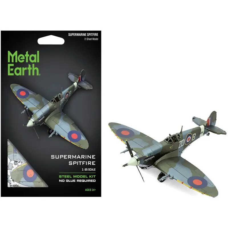 Model Kit Supermarine Spitfire Fighter Aircraft "British Royal Air Force" (Moderate Difficulty) Steel Model By Metal Earth 1