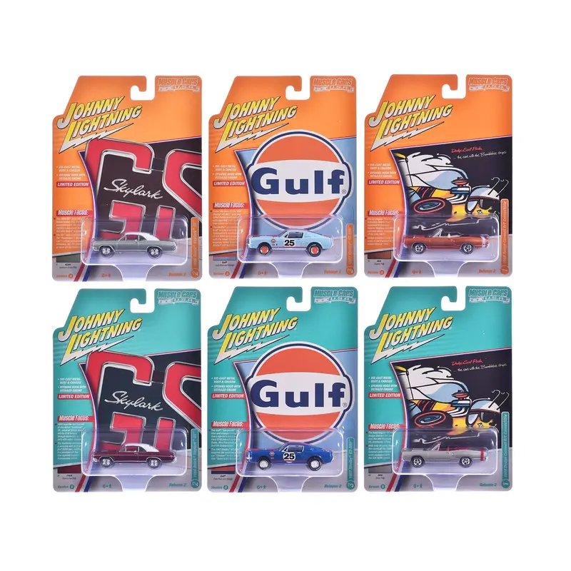 "Muscle Cars Usa" 2025 Release 2 Set Of 6 Pieces 1/64 Diecast Model Cars By Johnny Lightning 1