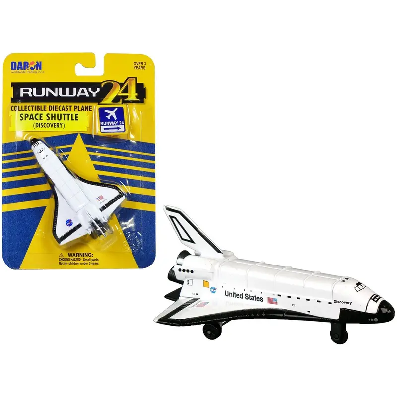 Nasa "Discovery" Space Shuttle White "United States" With Runway 24 Sign Diecast Model Airplane By Runway24 1