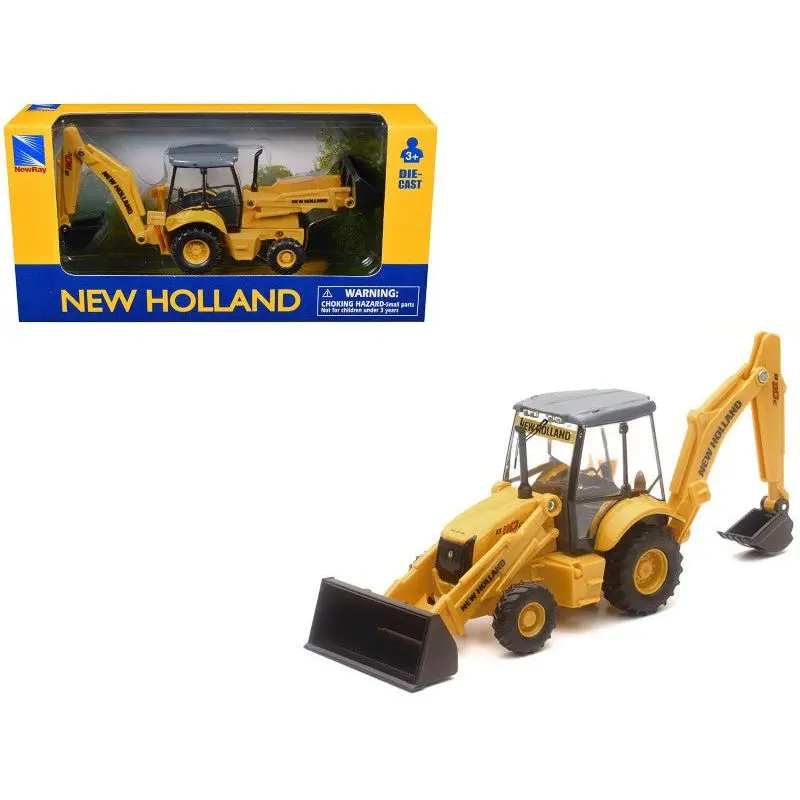 New Holland B110c Backhoe Loader Yellow Diecast Model By New Ray 1