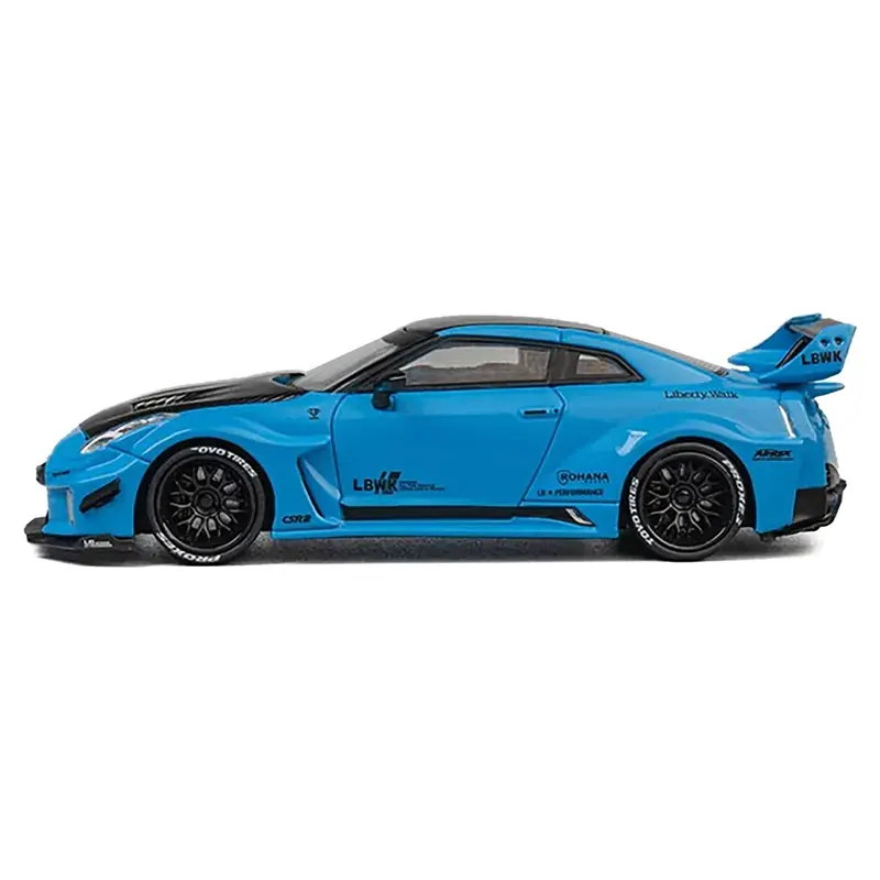 Nissan 35Gt-Rr "Lb-Silhouette Works Gt" Rhd (Right Hand Drive) Blue With Carbon Hood And Black Top With Extra Wheels 1/64 Diecast Model Car By Cm Models 1