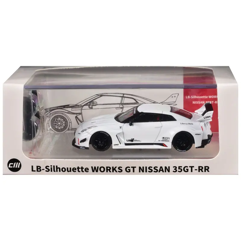 Nissan 35Gt-Rr "Lb-Silhouette Works Gt" Rhd (Right Hand Drive) White With Extra Wheels 1/64 Diecast Model Car By Cm Model 1