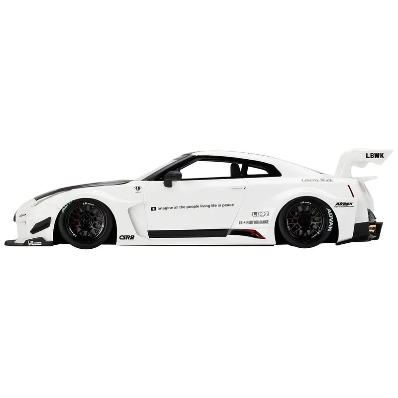 Nissan 35Gt-Rr Ver. 2 Lb-Silhouette Works Gt Rhd (Right Hand Drive) White With Black Hood And Top 1/18 Model Car By Top Speed 1