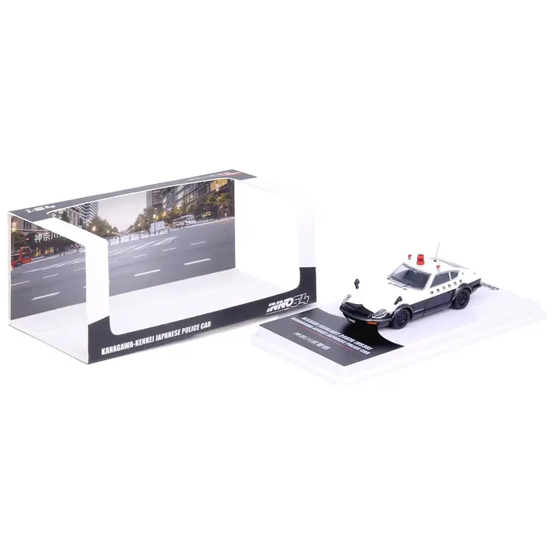 Nissan Fairlady 240Zg (Hs30) Rhd (Right Hand Drive) Black And White "Japanese Police" 1/64 Diecast Model Car By Inno Models 1