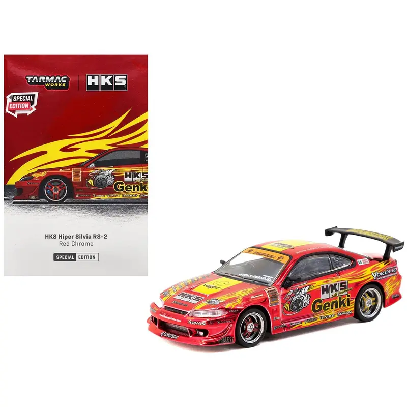 Nissan Hks Hiper Silvia Rs-2 Rhd (Right Hand Drive) "Tokyo Auto Salon 2025 Special Edition" Red Chrome "Global64" Series 1/64 Diecast Model By Tarmac Works 1