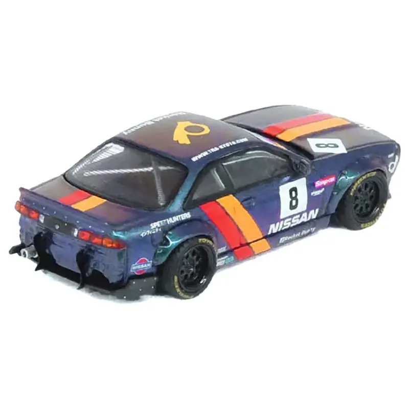 Nissan Silvia (S14) Boss Rhd (Right Hand Drive) #8 "Rocket Bunny" Magic Purple With Stripes 1/64 Diecast Model Car By Inno Models 1