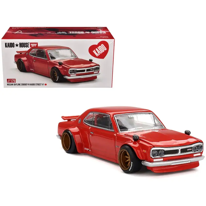 Nissan Skyline 2000Gt-R (Kpgc10) "Kaido Street V1" Rhd (Right Hand Drive) Red (Designed By Jun Imai) "Kaido House" Special 1/64 Diecast Model Car By Mini Gt 1
