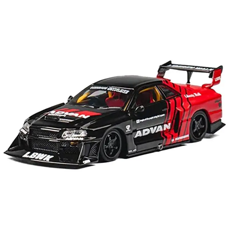 Nissan Skyline Lb-Er34 "Super Silhouette" Rhd (Right Hand Drive) "Advan" Black And Red With Extra Wheels 1/64 Diecast Model Car By Cm Models 1