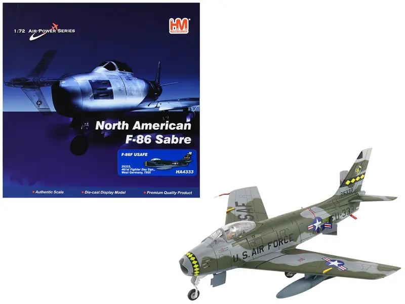 North American F-86F Sabre Fighter Aircraft "25333 461St Fighter Day Squadron West Germany" (1955) United States Air Forces In Europe "Air Power Series" 1/72 Diecast Model By Hobby Master 1