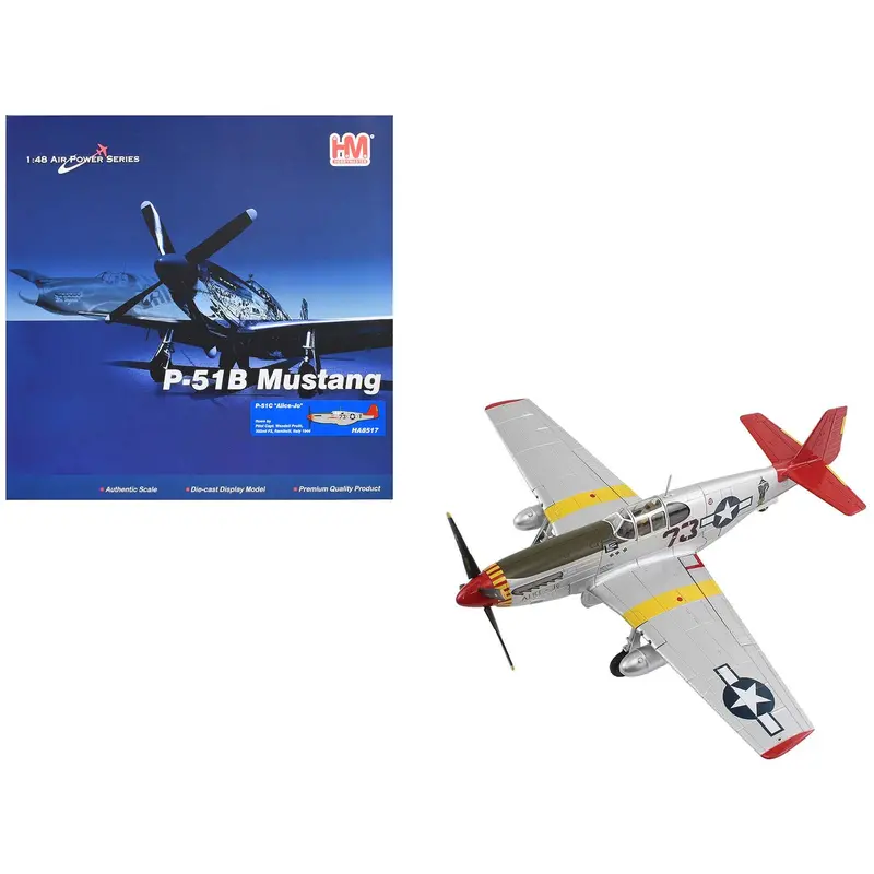 North American P-51C Mustang Fighter Aircraft "Alice-Jo Capt. Wendell Pruitt 302Nd Fs Italy" (1945) United States Army Air Force "Air Power Series" 1/48 Diecast Model By Hobby Master 1