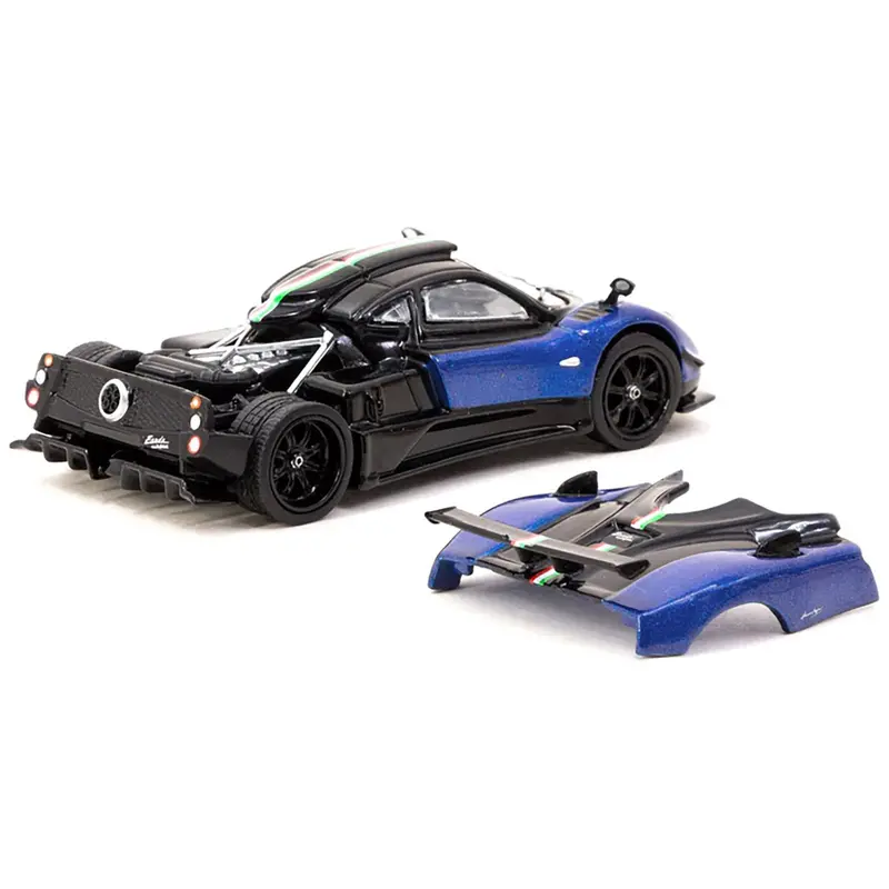Pagani Zonda Cinque Bianco Blu Francia Blue Metallic And Black "Global64" Series 1/64 Diecast Model By Tarmac Works 1