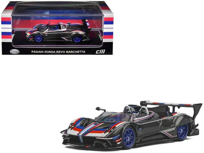 Pagani Zonda Revo Barchetta Carbon With Red White And Blue Stripes 1/64 Diecast Model Car By Cm Model 1