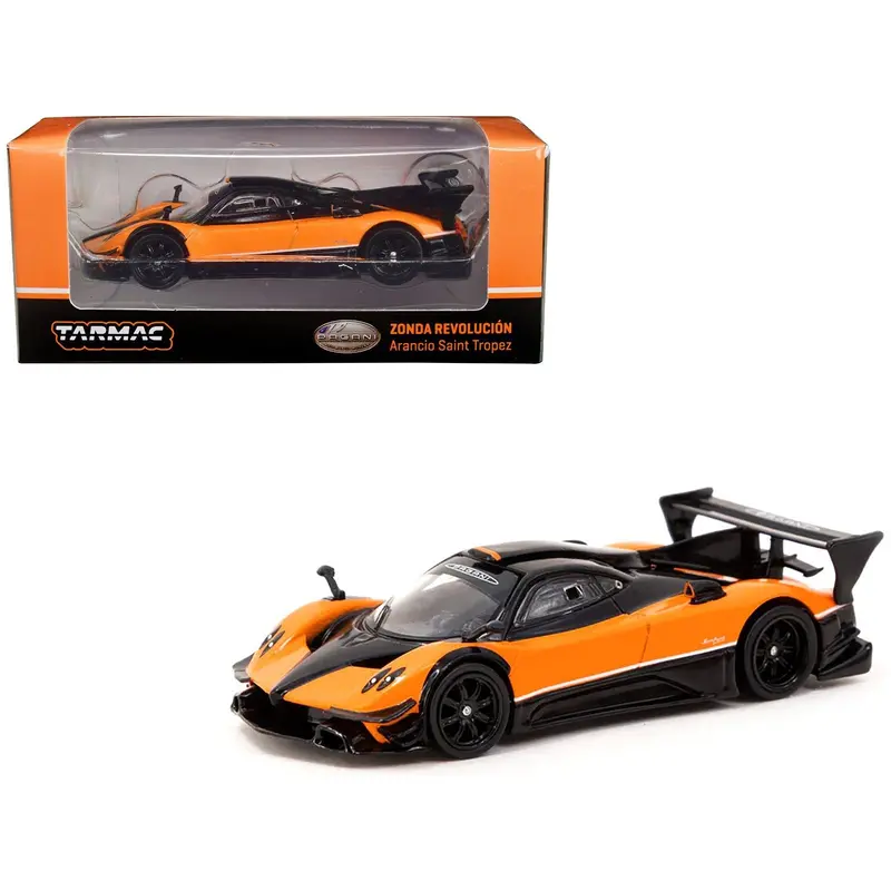 Pagani Zonda Revolucion Arancio Saint Tropez Orange And Black "Global64" Series 1/64 Diecast Model By Tarmac Works 1