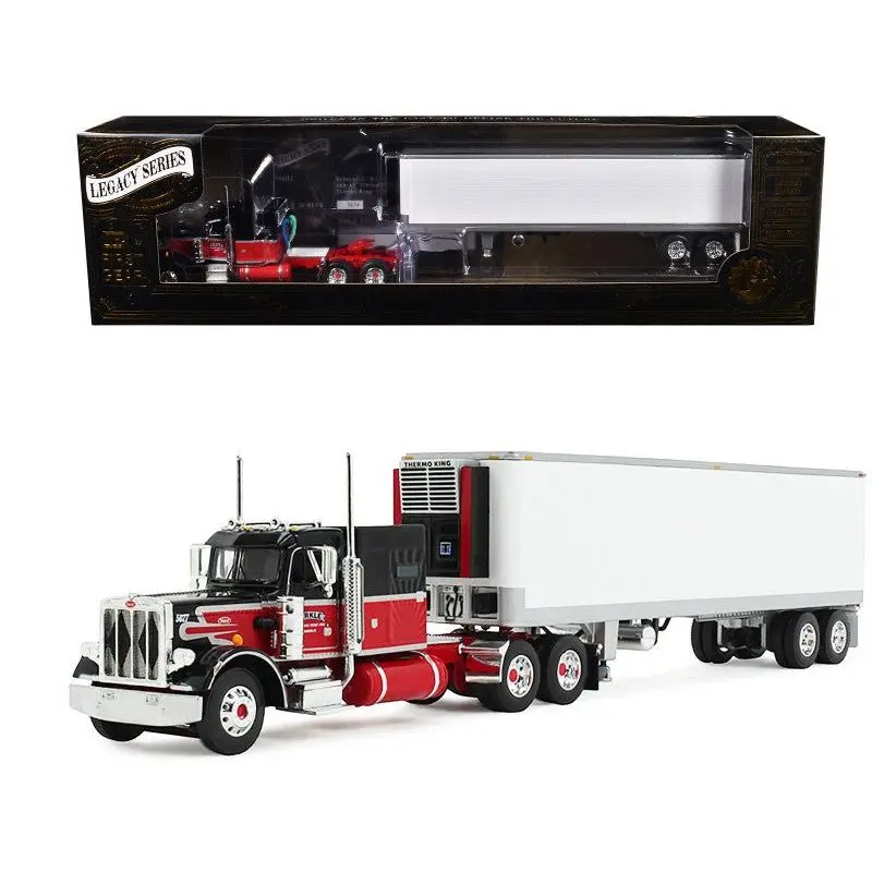 Peterbilt 359 With 60" Vintage Sleeper And 40' Vintage Refrigerated Trailer "Pirkle Refrigerated Freight Lines" Red And Black "Legacy Series" #1 1/64 Diecast Model By Dcp/First Gear 1