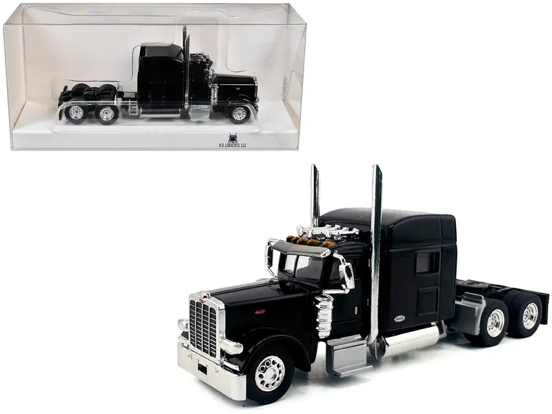 Peterbilt 389 Truck Tractor With Sleeper Cab Black 1/87 (Ho) Scale Plastic Model Car By Ho Logistics 1