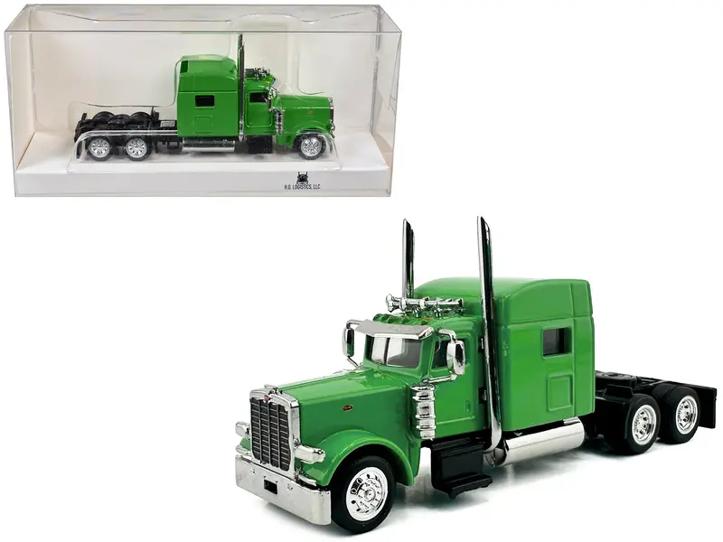 Peterbilt 389 Truck Tractor With Sleeper Cab Lime Green 1/87 (Ho) Scale Plastic Model Car By Ho Logistics 1