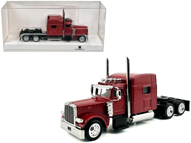 Peterbilt 389 Truck Tractor With Sleeper Cab Red Metallic 1/87 (Ho) Scale Plastic Model Car By Ho Logistics 1